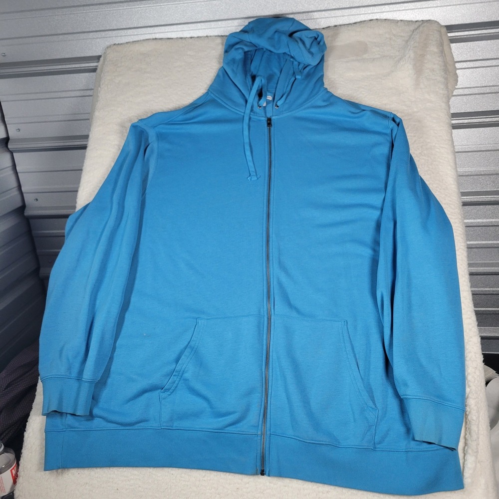 Amazon Essentials Zip Hoodie Mens 6XLT Blue French Terry Big Tall Long Sleeve